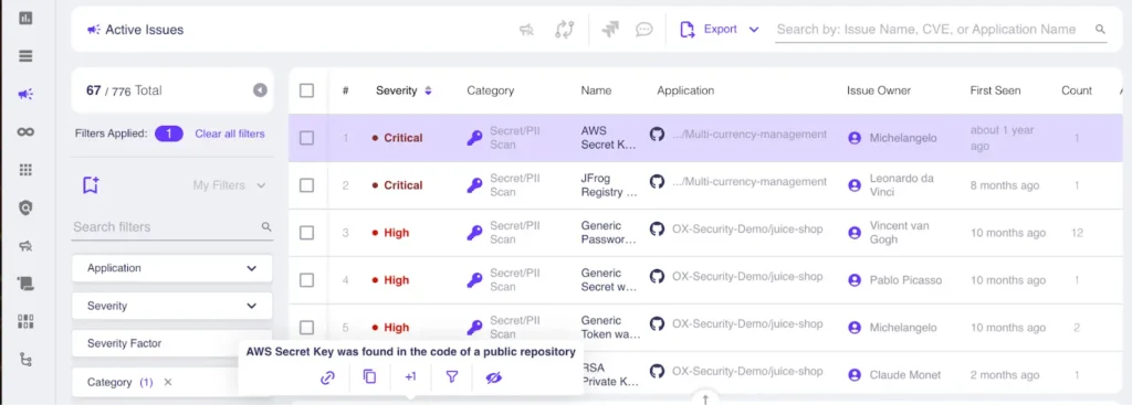 OX security automated secrets manager 