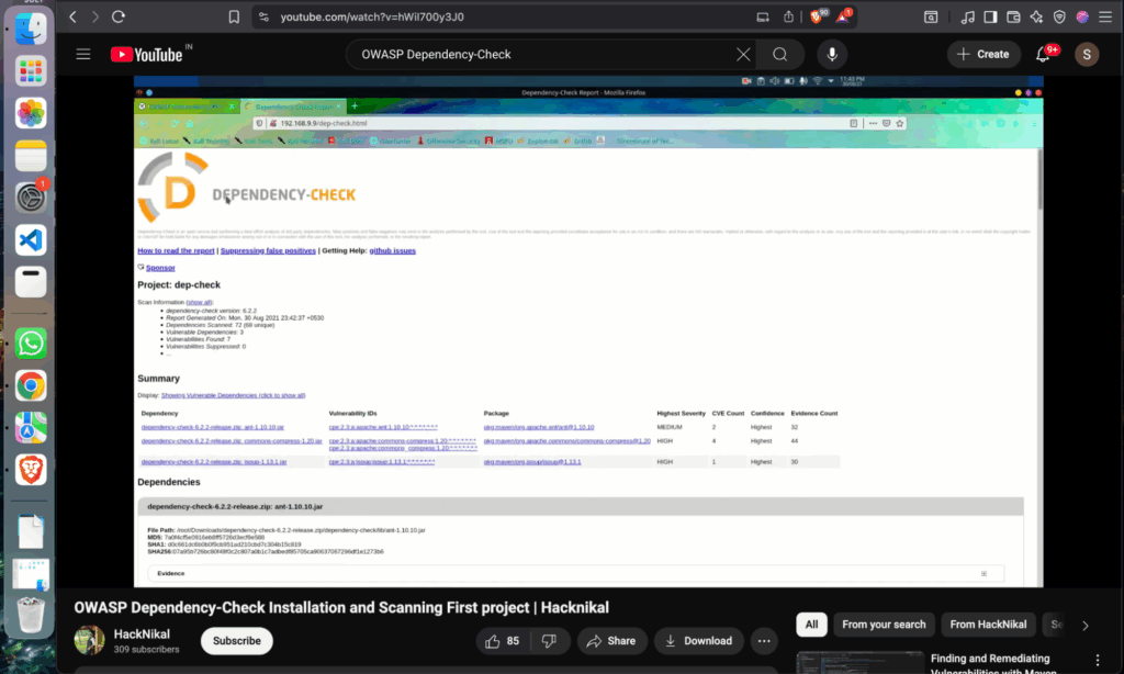 One of the flagged issues was a high-severity CVE in the Apache Commons Compress library with a confidence level of 44, indicating a reliable match against the NVD (National Vulnerability Database)