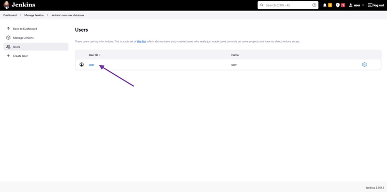 user configuration page