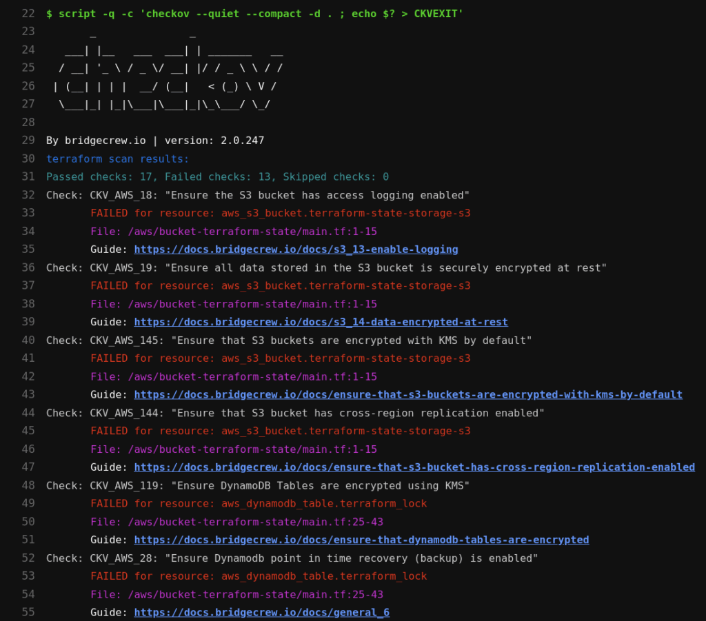 scanned a Terraform configuration for S3 and DynamoDB