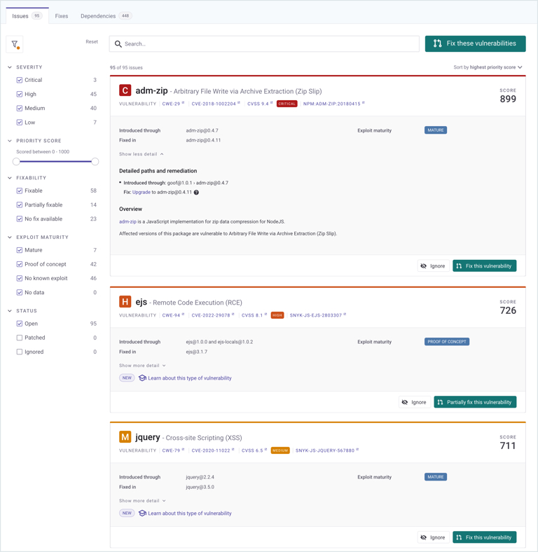 Project-level security report
