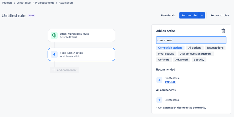 Create Jira automation for vulnerability-to-issue flow