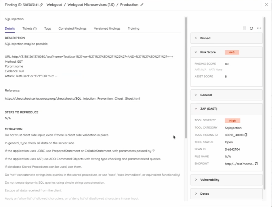 Open the Risk / AI insights view and triage reachable issues