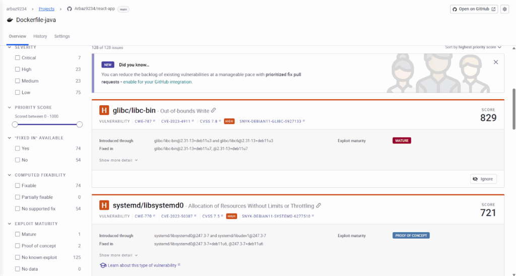 Snyk identified multiple dependency vulnerabilities in npm
