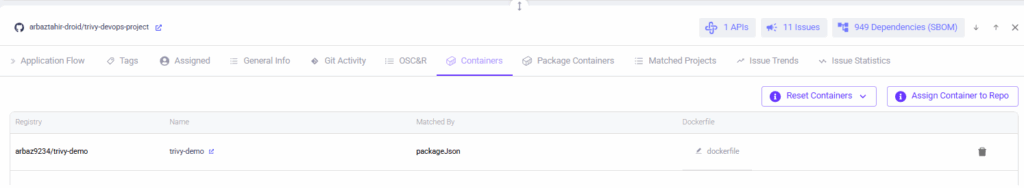 Confirm containers are assigned to the application