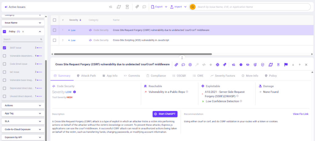 Demonstrating SAST Inspecting a Code Security Issue