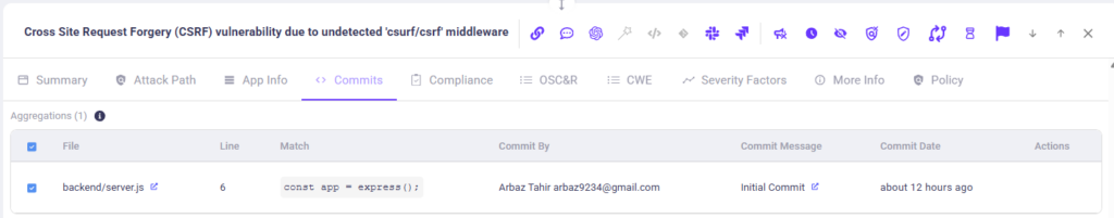Commits tab