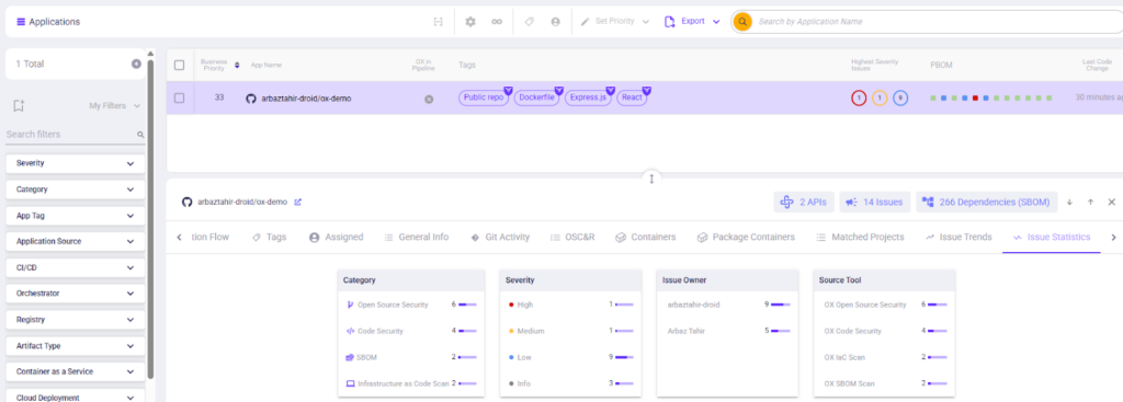 Viewing the Application and Its Issue Summary