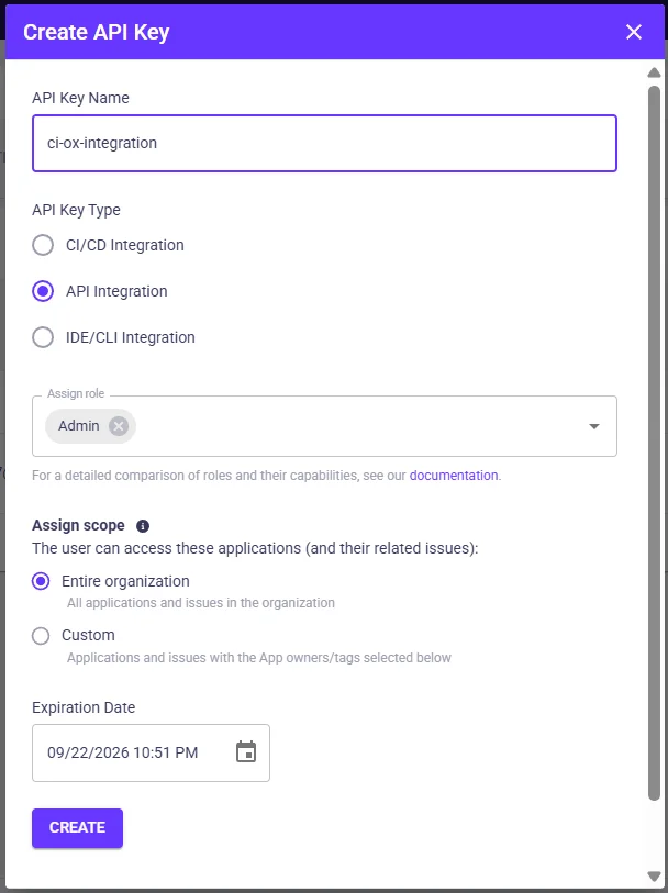 Creating an Organization and API Key in OX