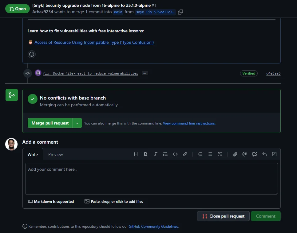 Review and Merge the PR in GitHub